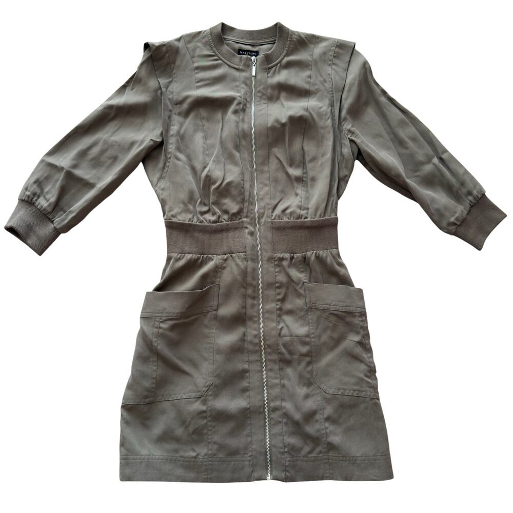 Marciano Los Angeles Women’s Khaki Utility Zip Front Dress Size S